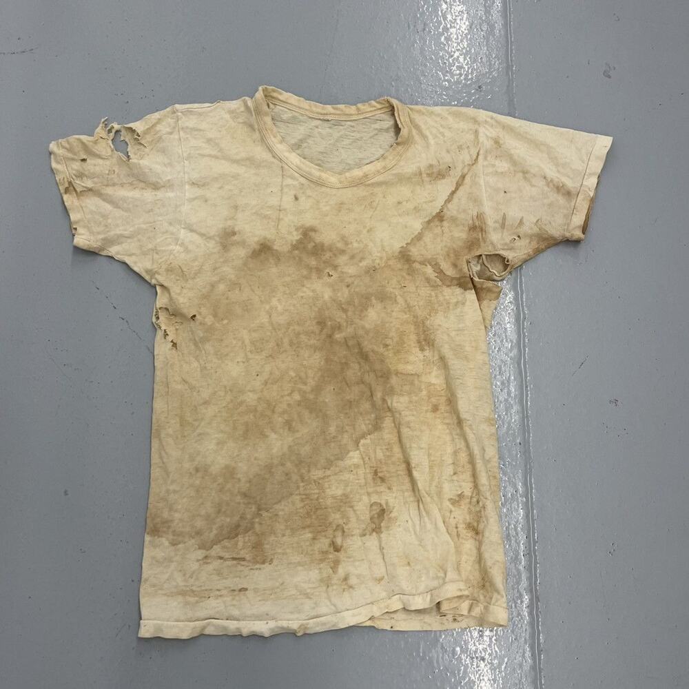 Vintage 60s White Distressed Cotton Blank T-Shirt